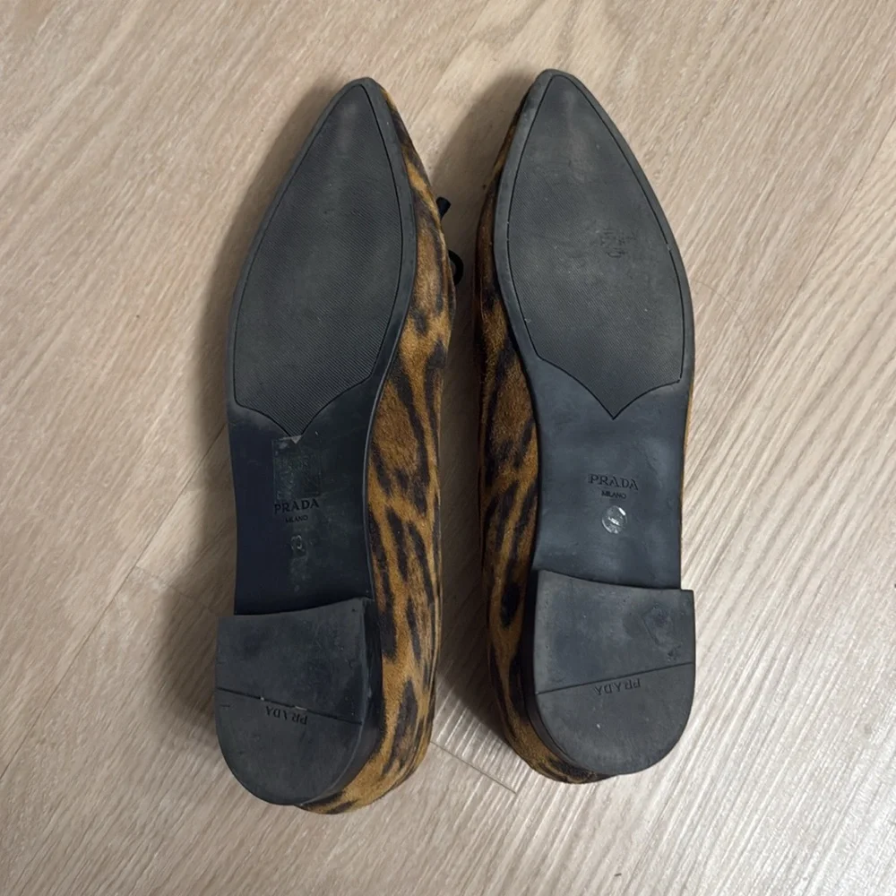 Prada Leopard Print Flats with Bow